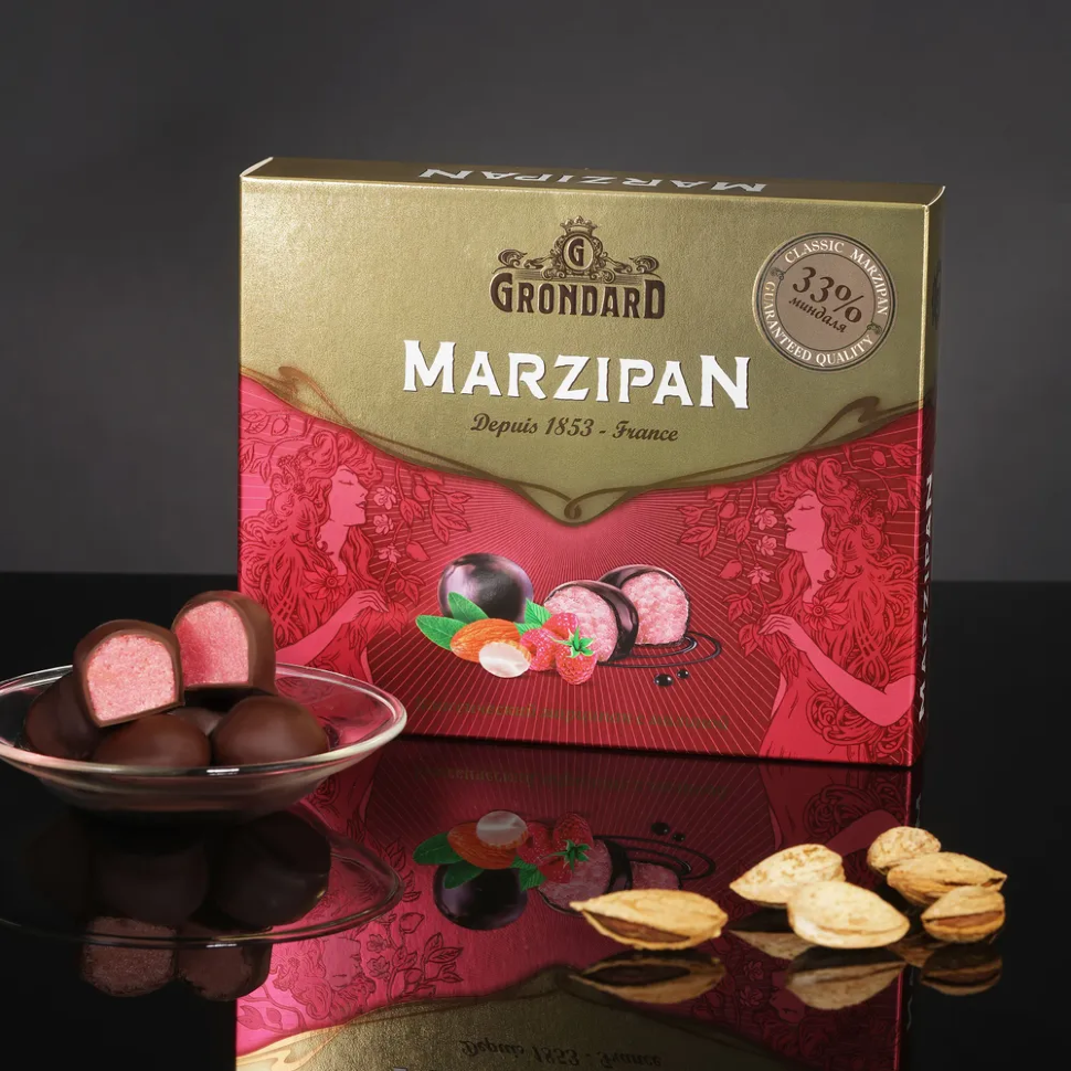  TM Grondard      (11120) Конфеты глазированные Марципановые Малина, 126г   в Всеволожске