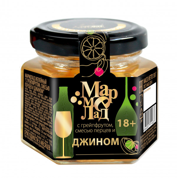 №2 Мармелад в банке "С грейпфрутом, смесью перцев и джином" 130г (18+)  в Всеволожске